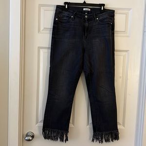 Gray fringe detail Good American jeans, 32